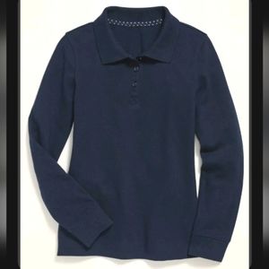: * Old Navy girls youth long sleeve polo shirt XL 14 plus navy School Uniform